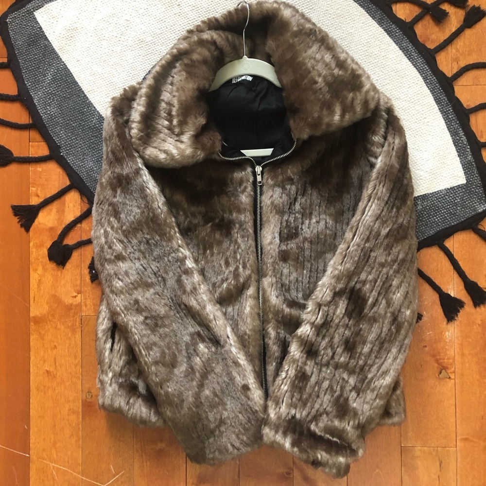 Reformation Brown Fur Zip Up